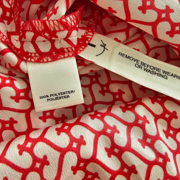 EUC *Ann Taylor* Women's Silky Spaghetti Straps Red Hearts Mini Dress 2 - Picture 12 of 13